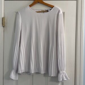 Nine West White Pleated Top with Keyhole Back